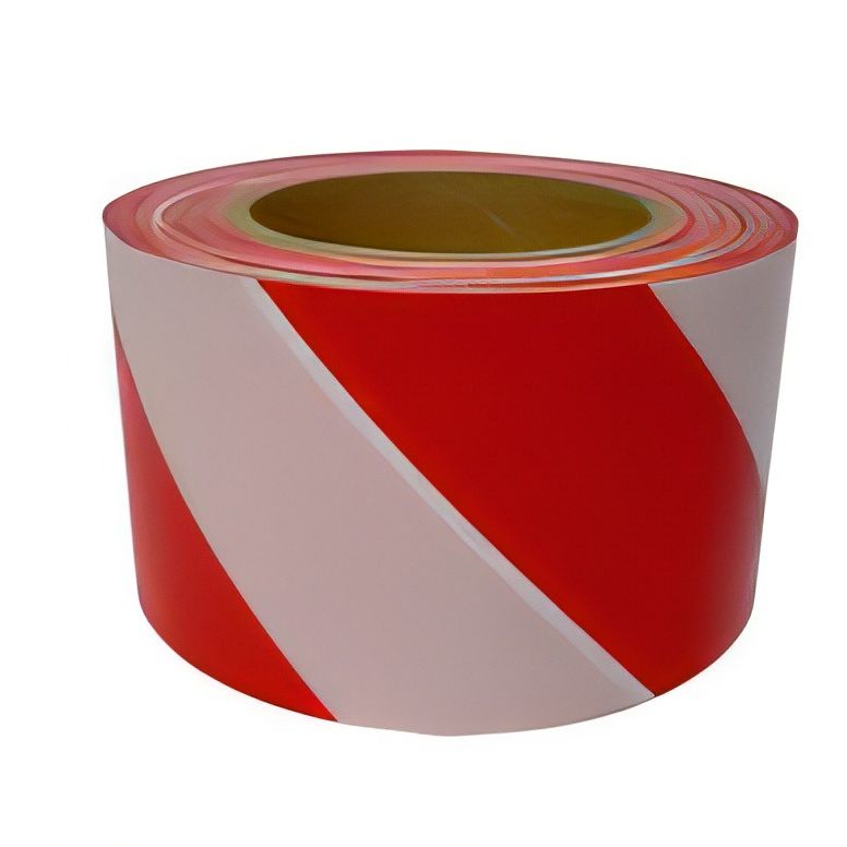 Barrier Tape Red & White Striped 75mm X 100m