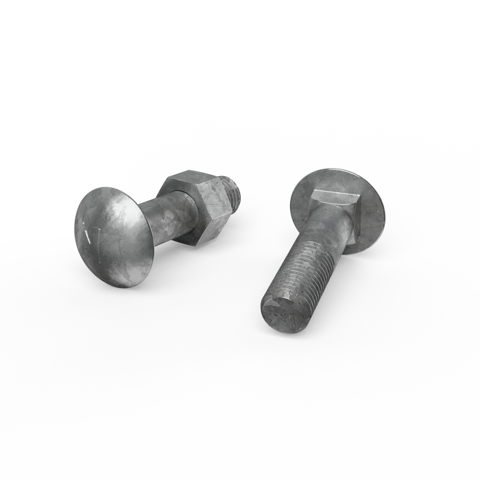 M16 X 65 Galvanised Cup Head Bolt & Nut