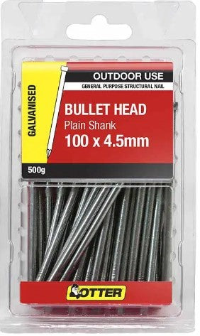 100 X 4.50 Bullet Head Nails Galvanised 500gr