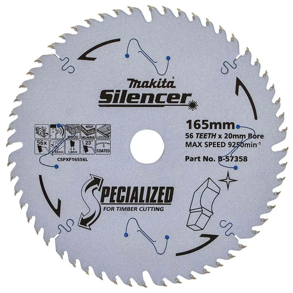Makita 165mm 56t Tct Circular Saw Blade For Wood & Melamine Cutting - Plunge Saws - Specialized Sile