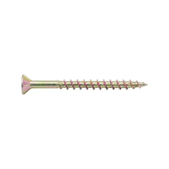 Zenith 8g X 50mm Gold Passivated Countersunk Rib Head Chipboard Screws - 50 Pack