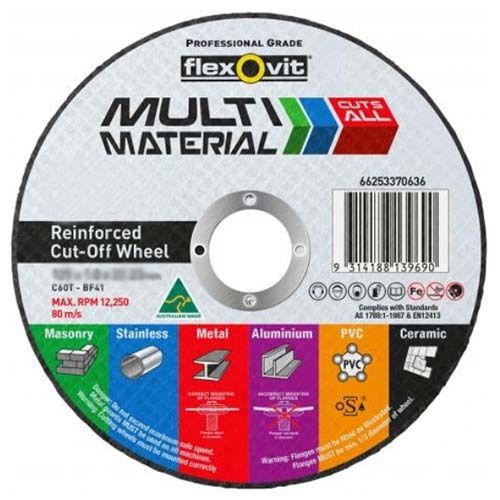 Flexovit Cut Off Wheel Multi Material Ultra Thin 100 X 1 X 16 Mm - Pack Of 25